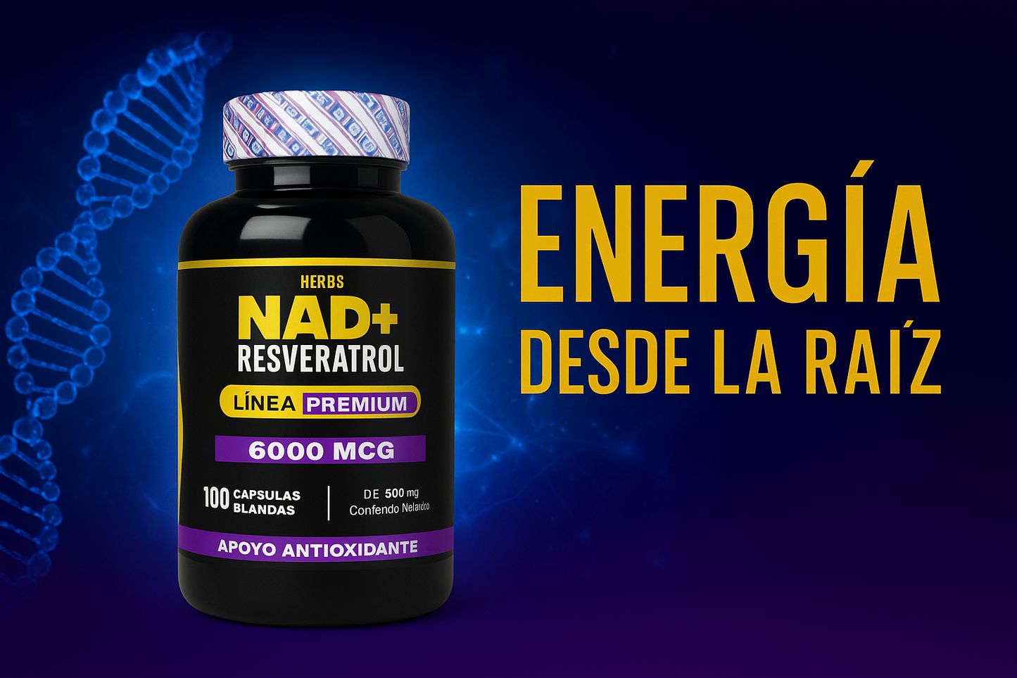 Nad Resveratrol con Proteina Creatina, Energía desde la raíz