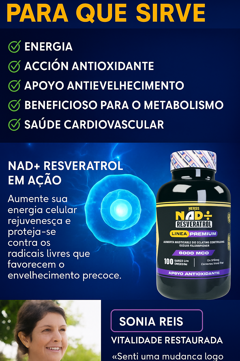 Nad Resveratrol con Proteina Creatina, Energía desde la raíz