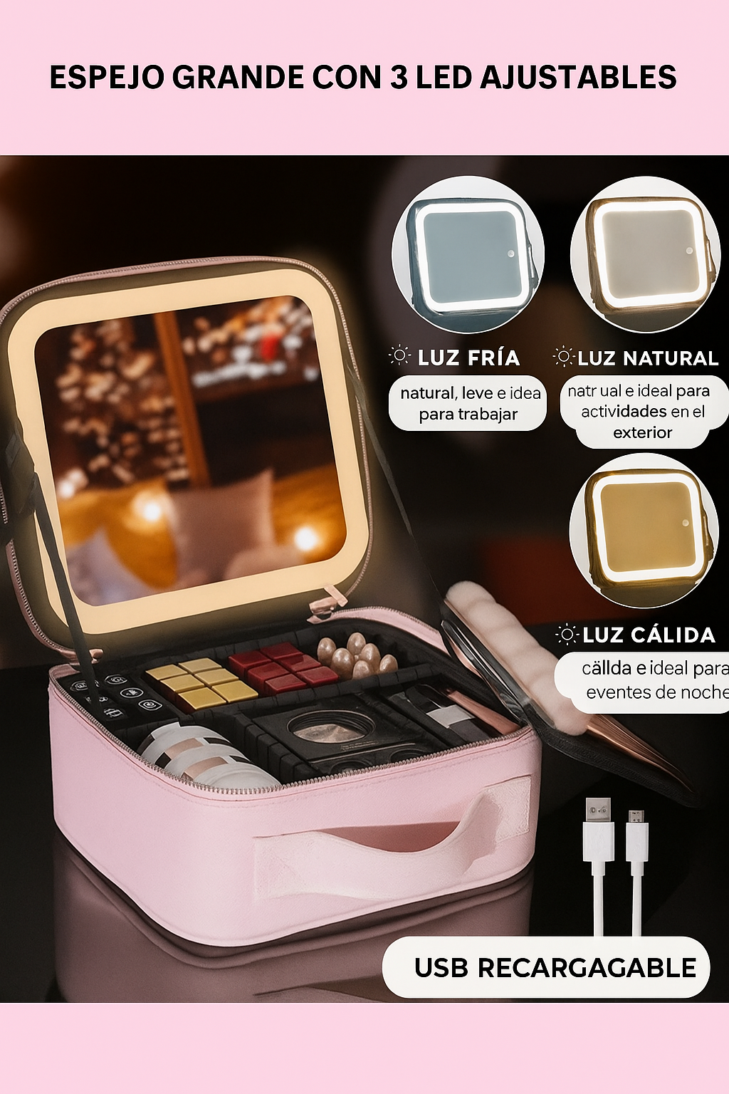 Organizador De Maquillaje Joyero Espejo