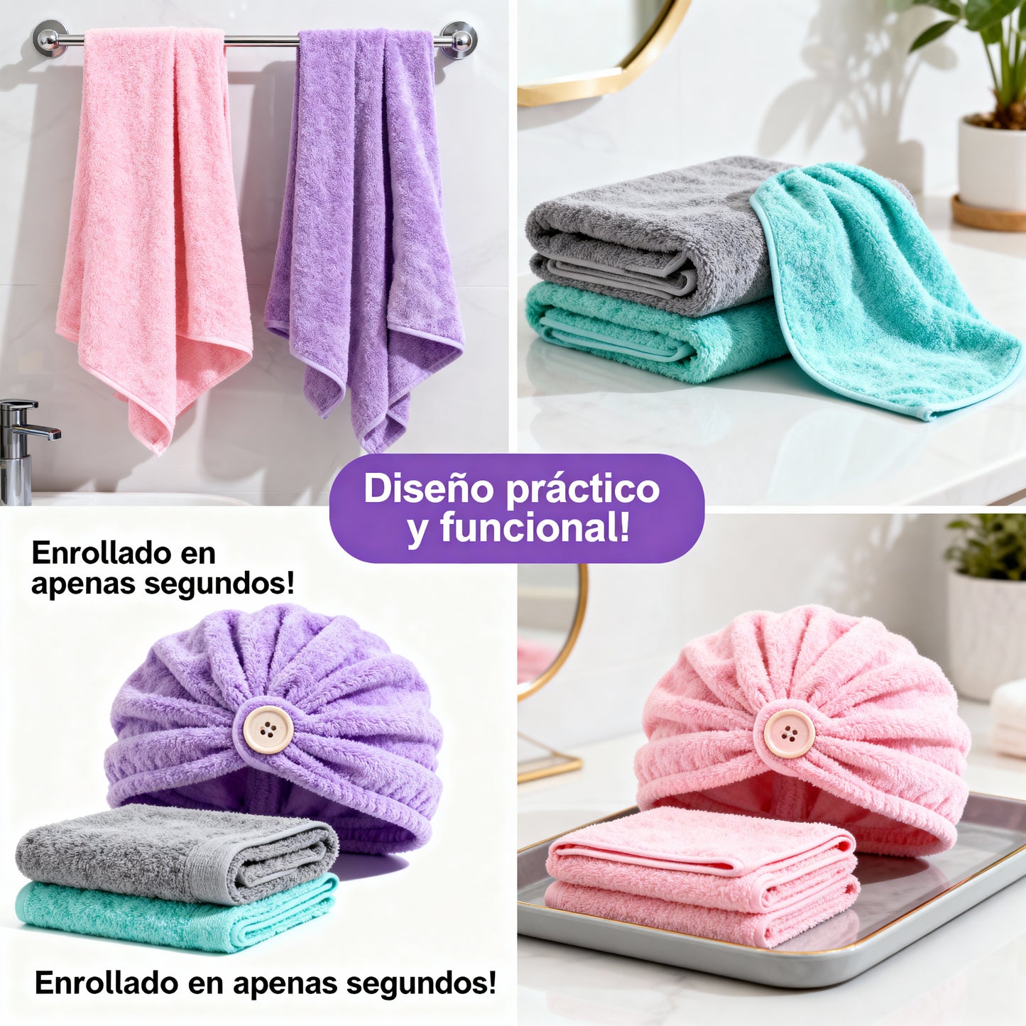 TOALLAS TURBANTES ANTIFRIZZ, ¡Solo por hoy! Descuento exclusivo en toallas turbantes