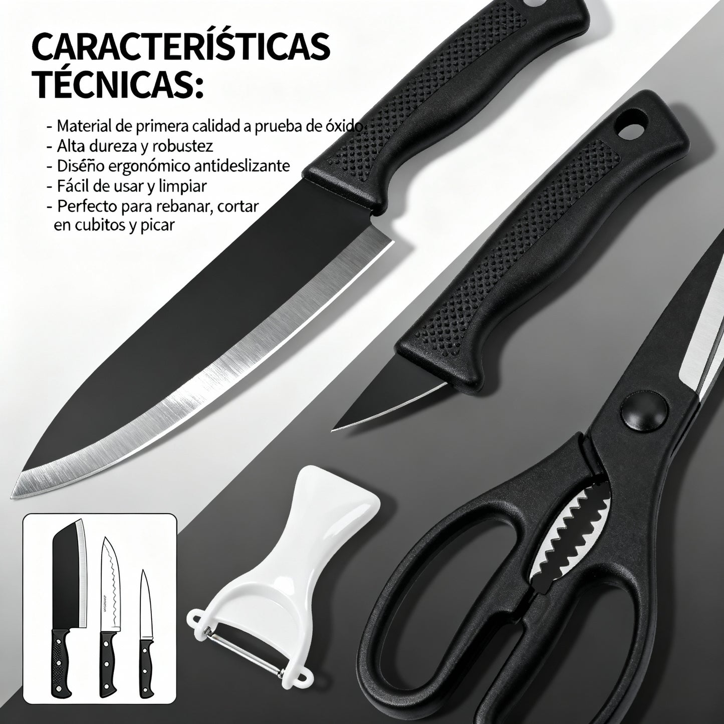Juego de Cuchillos Profesional – 6 Piezas que Cortan como un Chef 🔪🔥