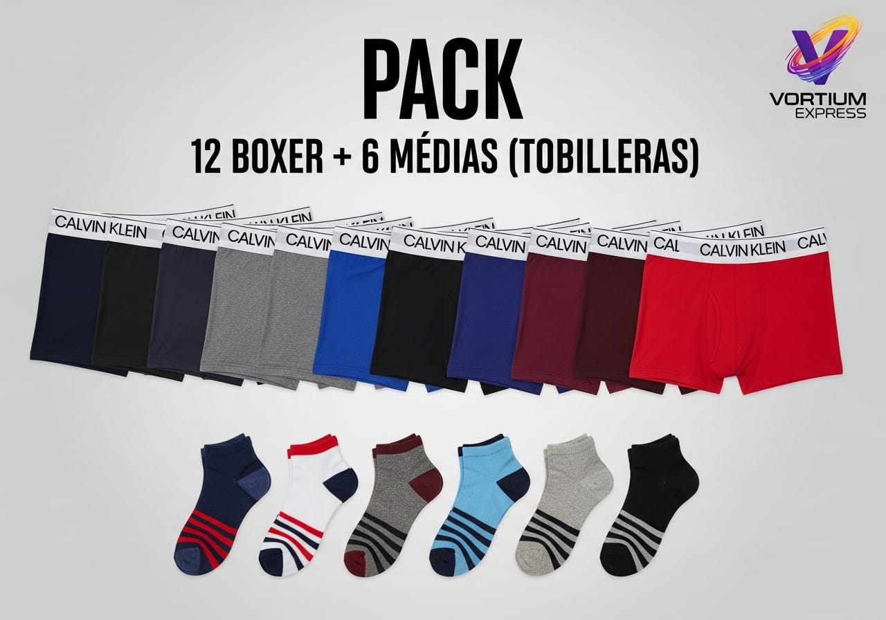 PACK PREMIUM 12 BOXERS CALVIN KLEIN + 6 MEDIAS" a um "preço de loucura"