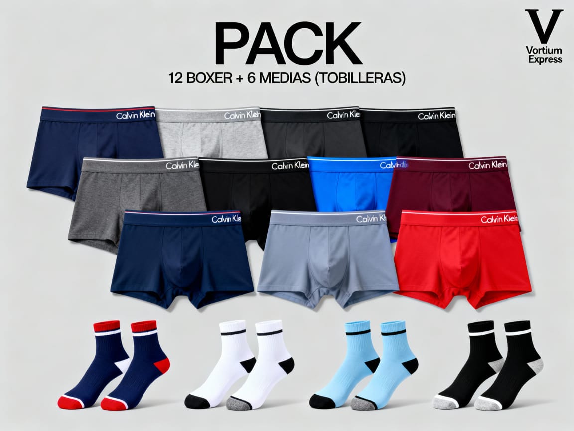 PACK PREMIUM 12 BOXERS CALVIN KLEIN + 6 MEDIAS" a um "preço de loucura"